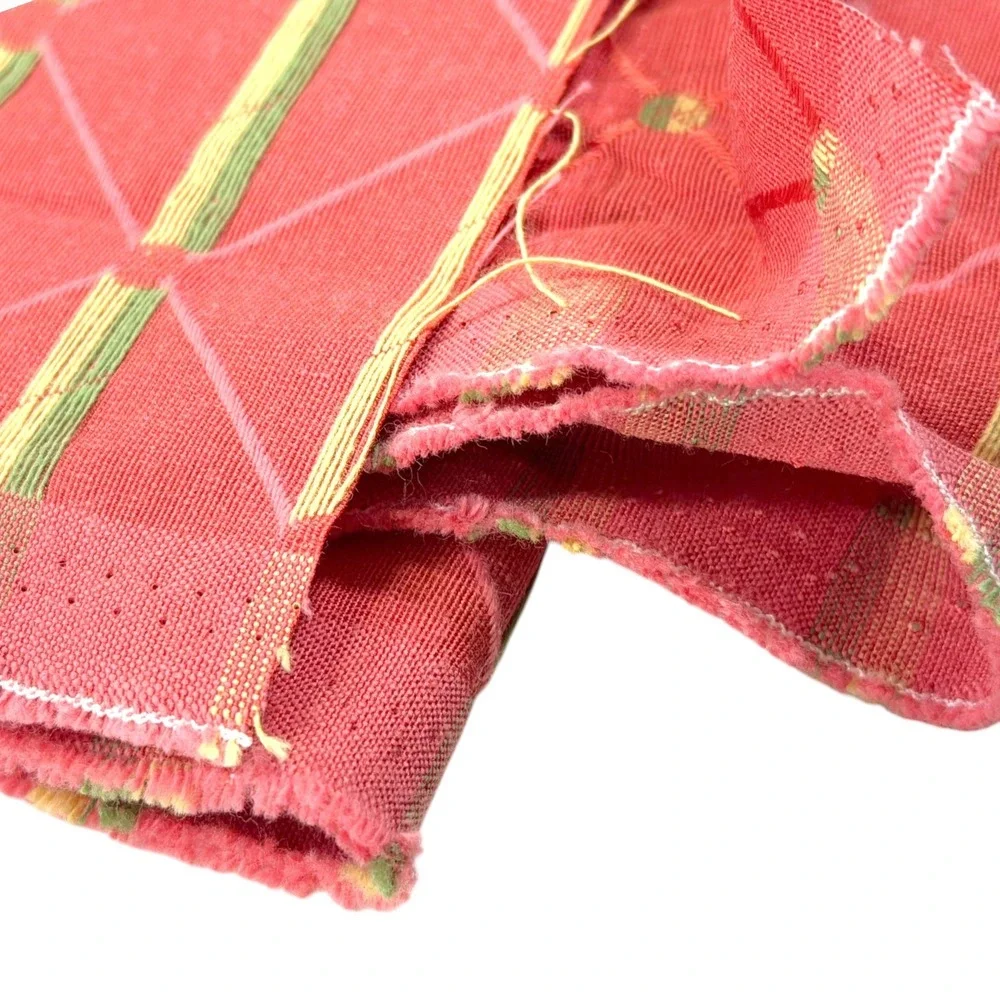 39x57 Red Fabric Geometric Trellis Woven Upholstery Remnant Grandmillennial